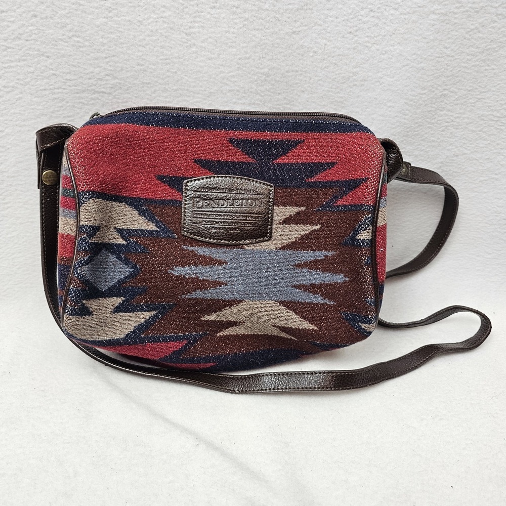 Pendleton Multicolor Native Aztec Southwest Blanket Pattern Side Bag Wool Blend